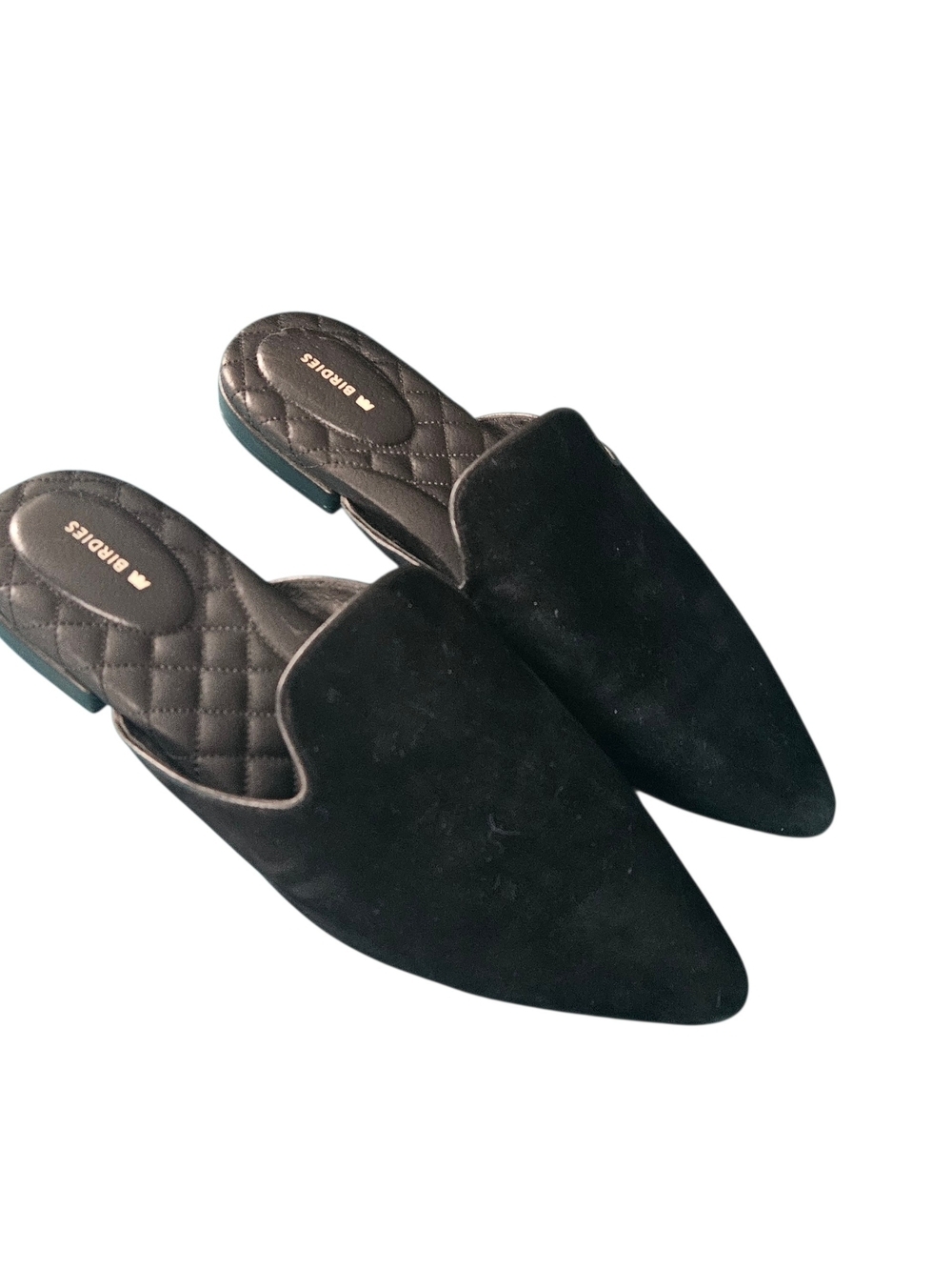 Birdies The Swan Black Suede Pointed-Toe Mule Size 10